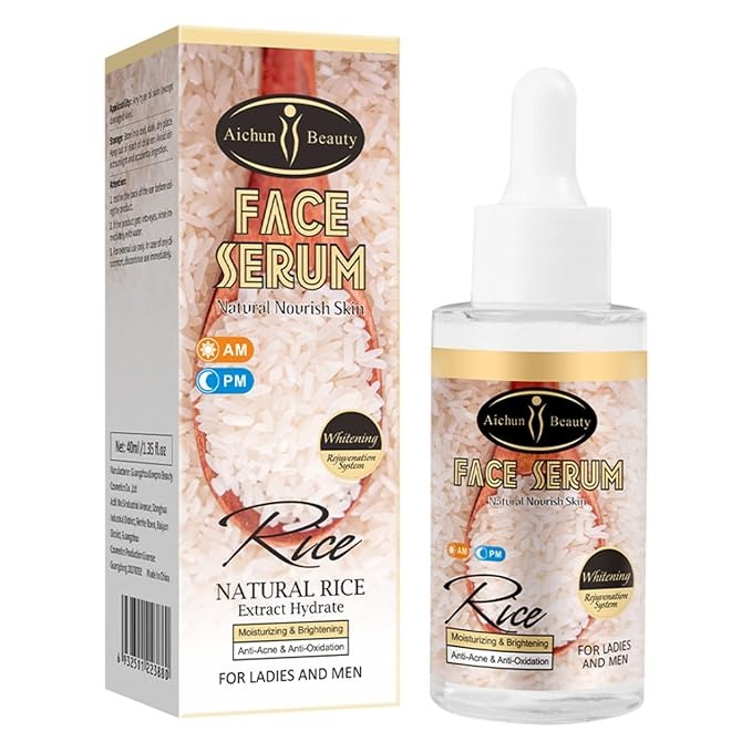 AICHUN BEAUTY Face Serum Natural Rice Extract Hydrate Moisturizing Anti-Acne Anti-Oxidation Refine Wrinkles 40ml/1.35fl.oz