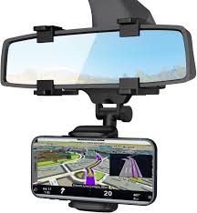 Car Mobile Phone Holder 360° Rotating Rear View Mirror Clip