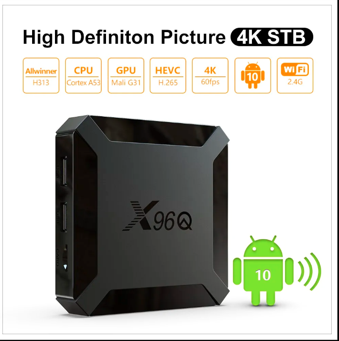 X96 Q Android 10 TV Box 2GB Ram 16GB Rom Quadcore Media Player ? Black - Image 3