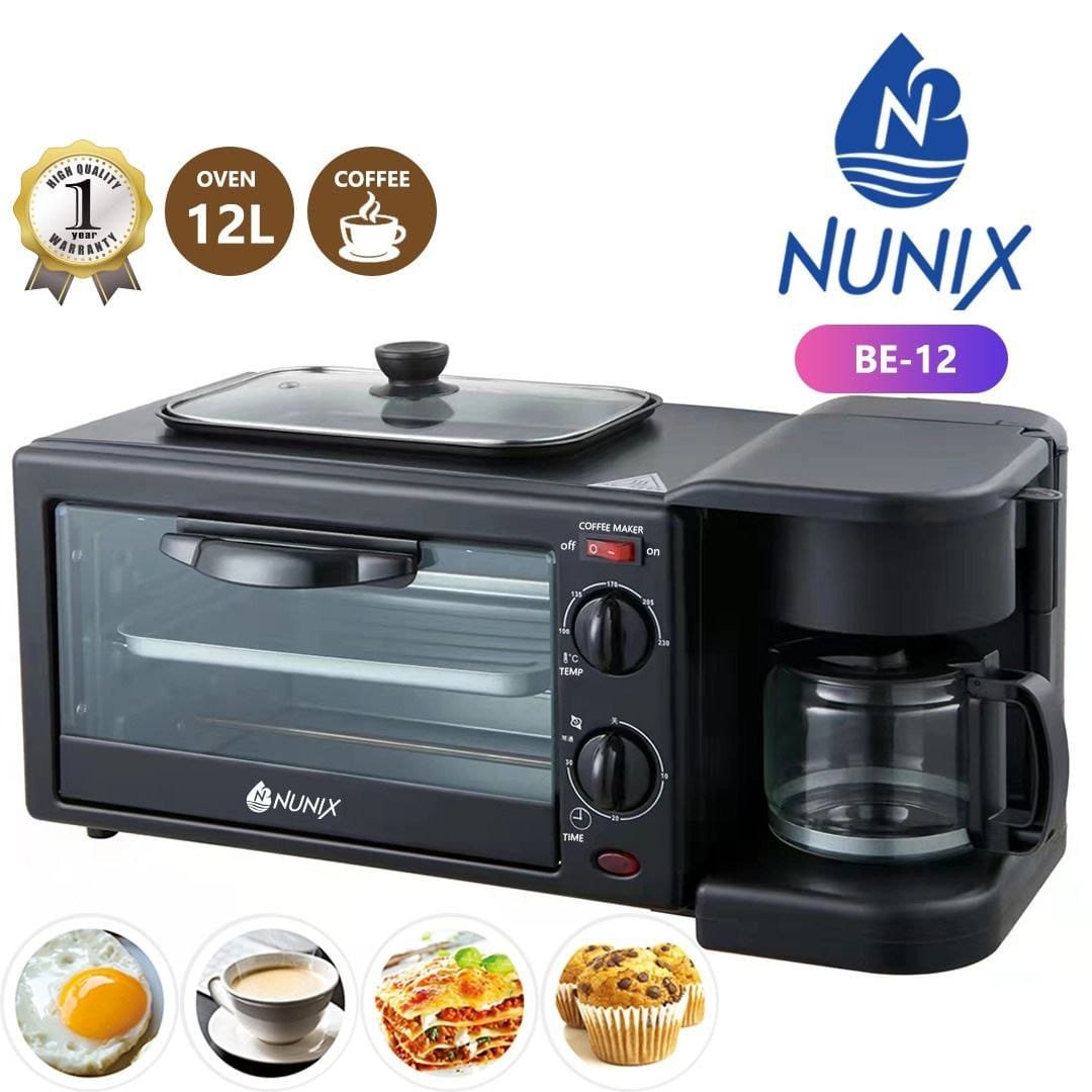 Nunix 3-in-1 Breakfast Maker, Coffee Maker & Grill