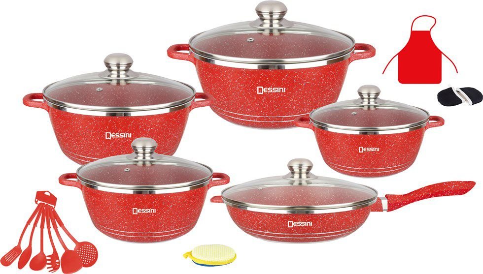 Dessini 21pcs Square Nonstick Granite Cookware Set