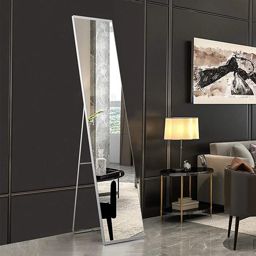 Stand alone mirrors with metallic frame