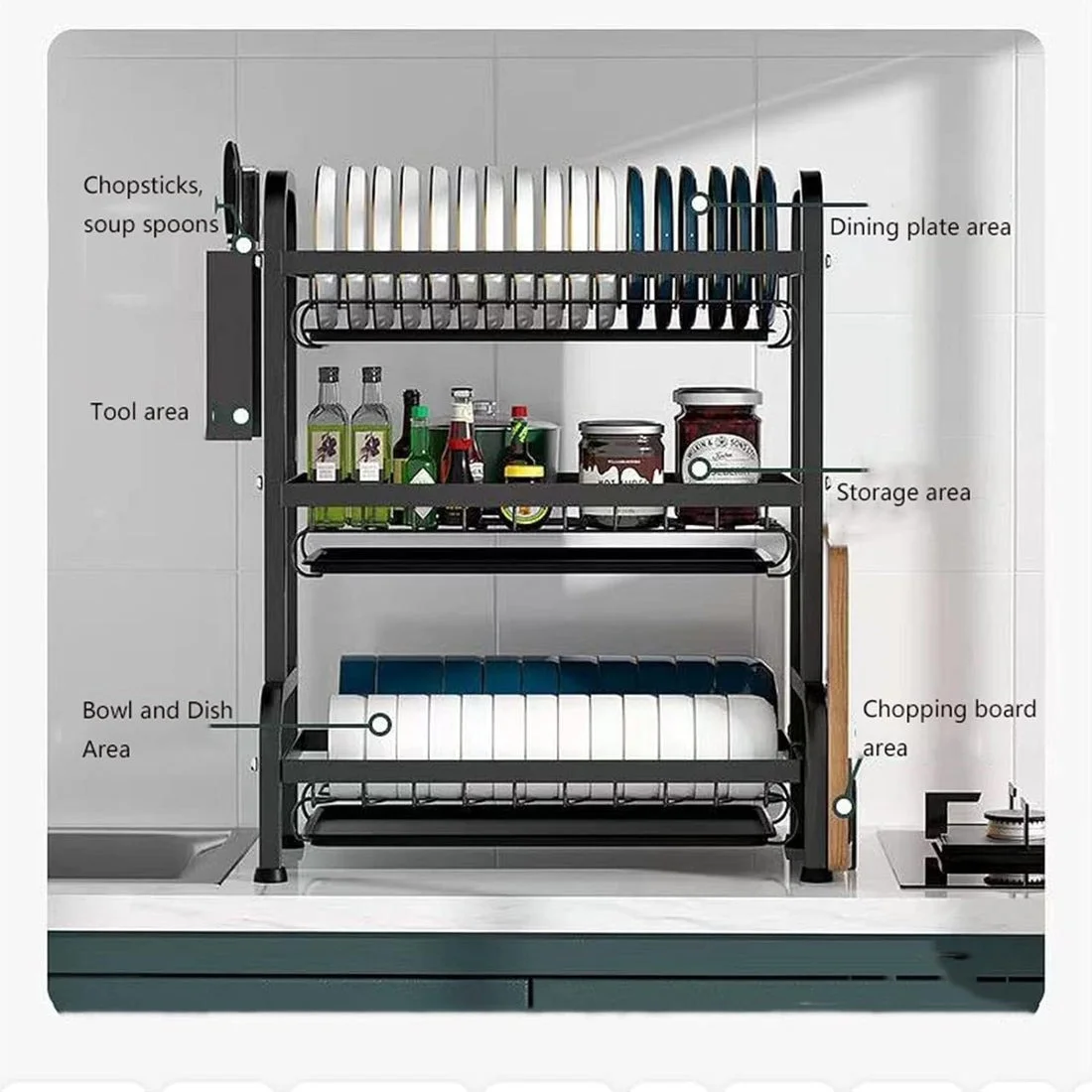 3 Tier Dish Racks for Kitchen Counter, Dish Drainer Rack Stainless Steel Limited Time Offer - Image 3