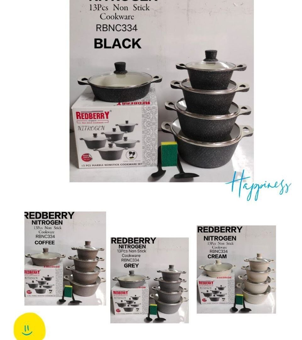 Alternative view of Redberry nitrogen 13pcs non stick cookware set marble