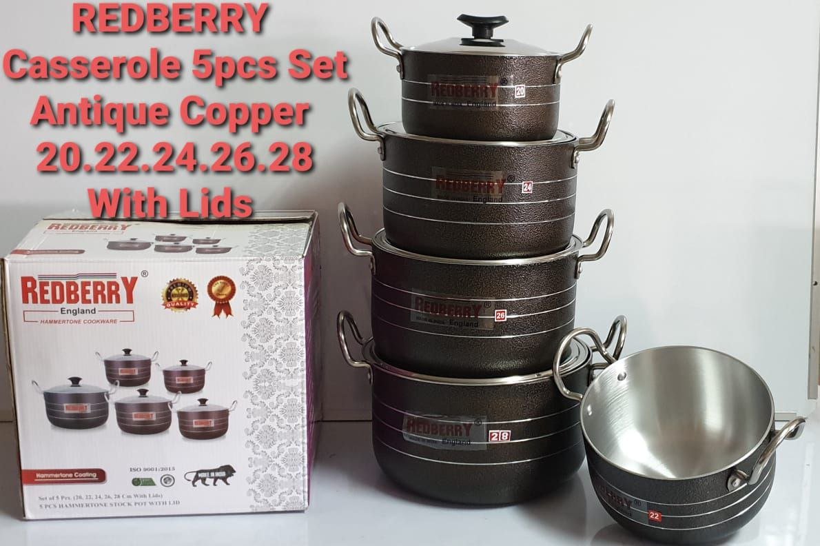 Redberry cookware 5pcs aluminum casseroles with lids. - Image 3