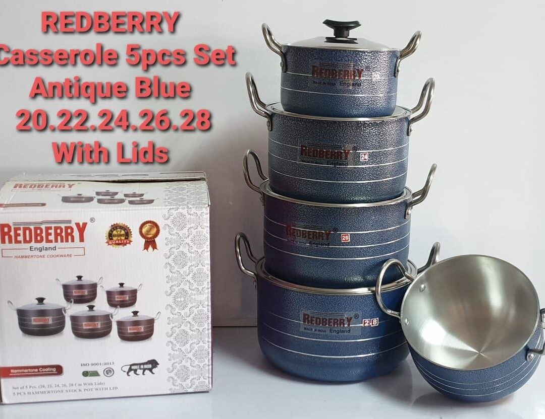 Redberry cookware 5pcs aluminum casseroles with lids.