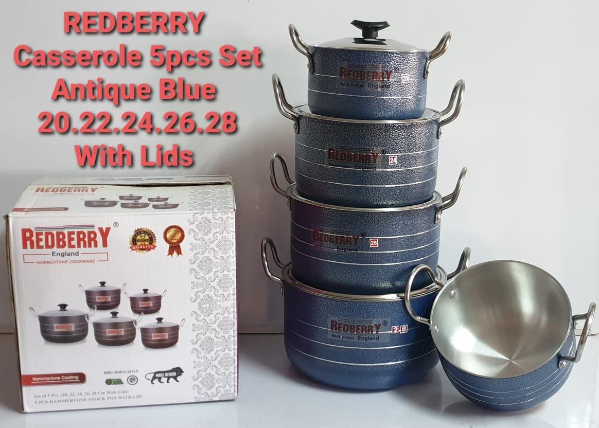 Redberry cookware 5pcs aluminum casseroles with lids.