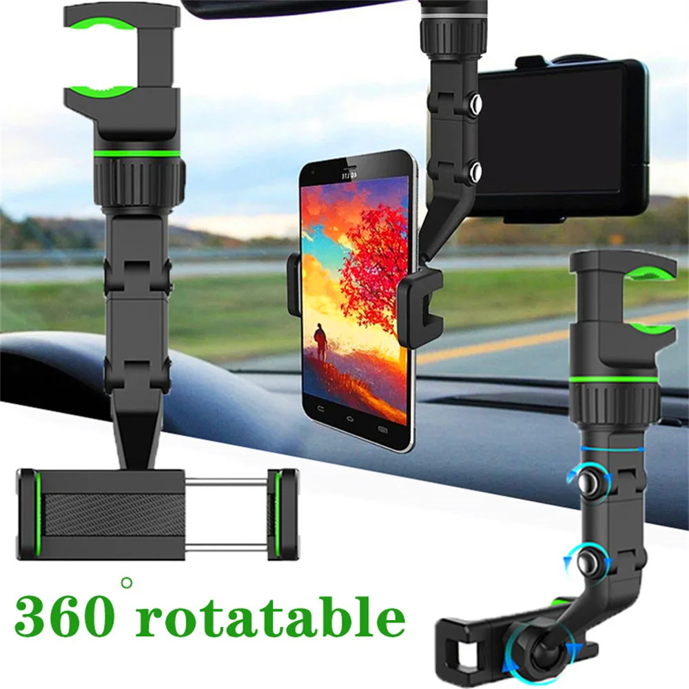 Alternative view of 360° Adjustable Rear‑View Mirror-Car Phone Holder