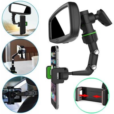 360° Adjustable Rear‑View Mirror-Car Phone Holder