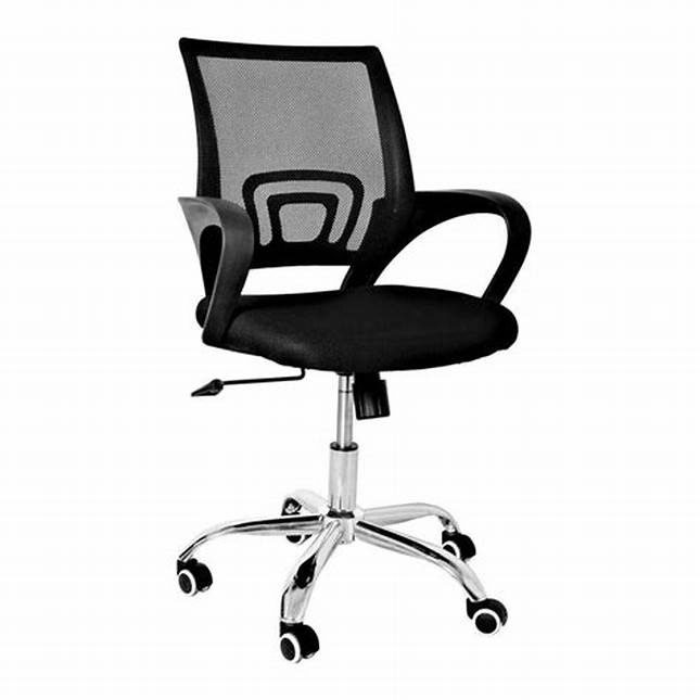 Ergonomic mesh office chair with adjustable height, swivel wheels, and curved back support – ideal for computer desks and offices in Kenya.