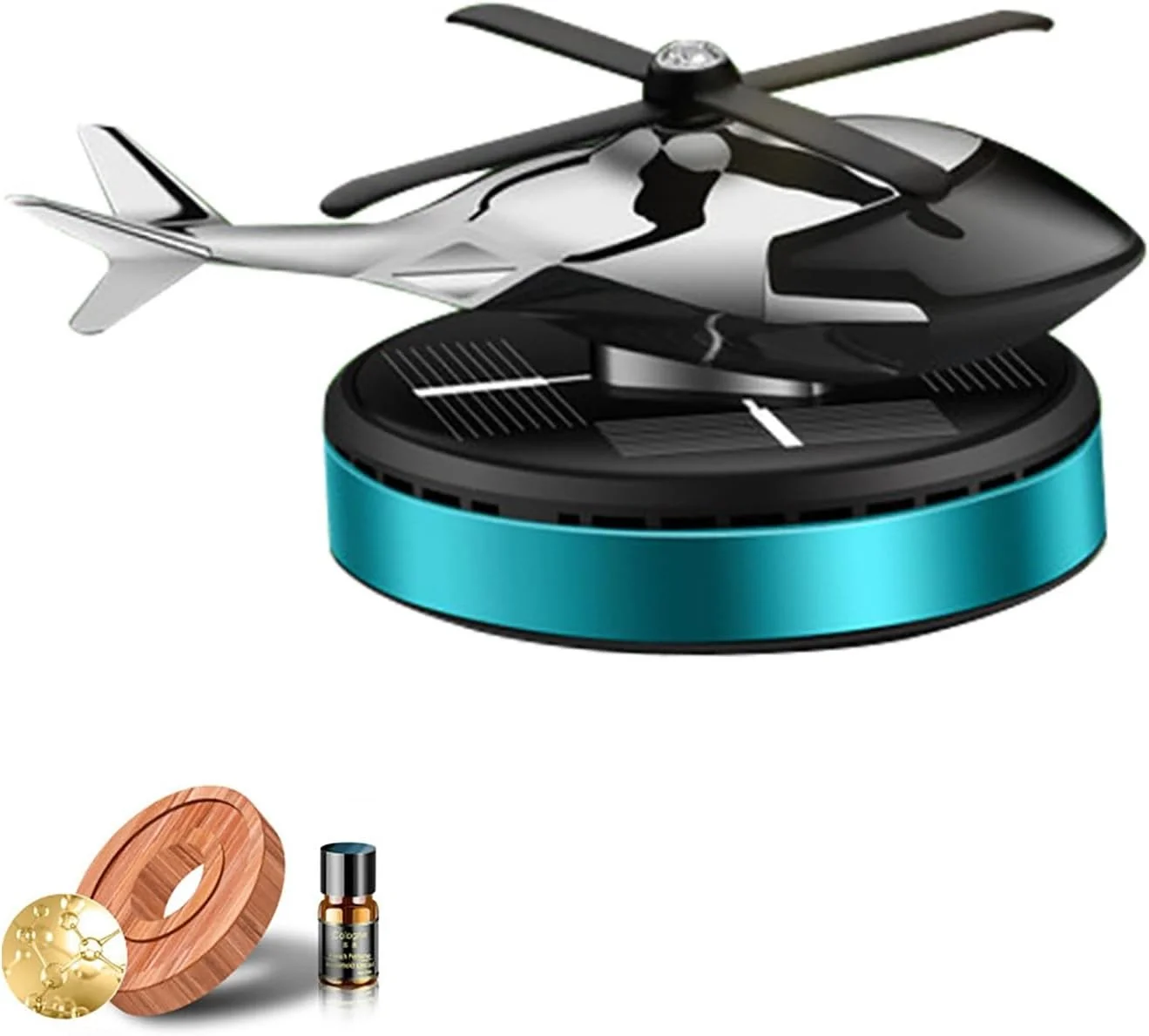Solar Car Air Freshener,Helicopter Design Diffuser with Spinning Rotor, Solar-Powered Interior Decoration Accessories for Car,Home or Office