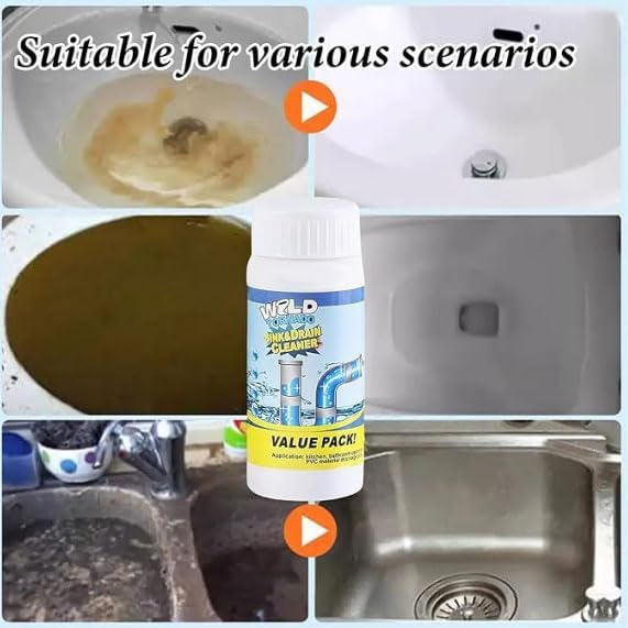 Alternative view of Sink and Drain Cleaner, Powerful Pipe Dredge Sink Cleaner Powder, Fast Foaming Drain Cleaner Pipeline Dredging Agent for Kitchen Toilet Pipeline Quick Cleaning