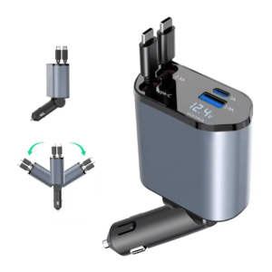 4-in-1 Mini Retractable Fast Car Charger