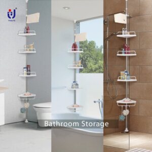 Telescopic Bathroom Corner Shelf Organizer – 4 Tier Adjustable Rack